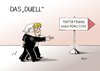 Cartoon: Das Duell (small) by Erl tagged merkel,steinmeier,duell,tv,große,koalition,fortsetzung,wahl,2009,bundestagswahl,cdu,spd