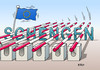 Cartoon: Flüchtlingspolitik Ausblick (small) by Erl tagged flüchtlinge,eu,flüchtlingspolitik,ausblick,grenzen,schengen,schengenraum,freizügigkeit,schlagbaum,hindernis,abschottung,europa,flagge,karikatur,erl