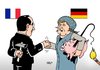 Cartoon: Hollande Merkel (small) by Erl tagged frankreich,deutschland,achse,paris,berlin,eu,europa,wahlsieger,francois,hollande,präsident,bundeskanzlerin,angela,merkel,sparkurs,peitsche,bedrohung,hammer,feuer,griechenland