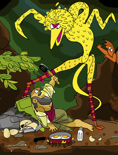 Cartoon: Angry Bird (medium) by Munguia tagged temptation,of,st,anthony,salvator,rosa,sesame,street,bird,yellow,eggs