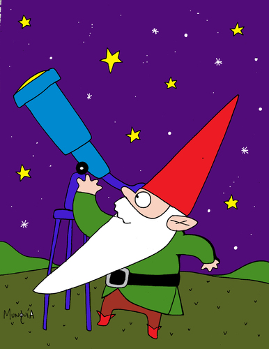 Cartoon: AstroGnome (medium) by Munguia tagged astronomer,astro,gnome,astrognomo