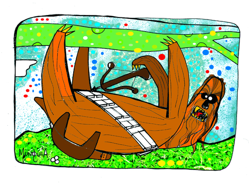 Cartoon: chewy Sluth (medium) by Munguia tagged chewy,chewbacca,chubaca,starwars,alien,sluth,caribean,costa,rica