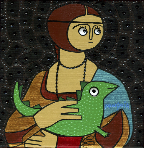 Cartoon: Lady and the dragon (medium) by Munguia tagged lady,and,the,ermine,leonardo,da,vinci