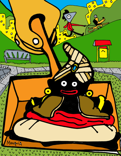 Cartoon: Pick up Mr Popo (medium) by Munguia tagged mr,popo,dragon,ball,manga,munguia,costa,rica,pupu,caca,dog,perro,park,hiking,walking,running,exercise
