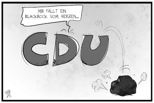 Cartoon: CDU und Blackrock (medium) by Kostas Koufogiorgos tagged karikatur,koufogiorgos,illustration,cartoon,cdu,vorsitz,merz,scheitern,blackrock,wirtschaft,stein,demokratie,partei,christdemokraten,karikatur,koufogiorgos,illustration,cartoon,cdu,vorsitz,merz,scheitern,blackrock,wirtschaft,stein,demokratie,partei,christdemokraten