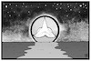 Cartoon: Abschied von Dieter Zetsche (small) by Kostas Koufogiorgos tagged karikatur,koufogiorgos,illustration,cartoon,mercedes,stern,manager,abschied,sonnenuntergang