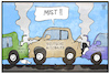 Cartoon: Autobauer (small) by Kostas Koufogiorgos tagged karikatur,koufogiorgos,illustration,cartoon,diesel,autobauer,wirtschaft,dieselgate,kartell,eu,ermittlung,klemme