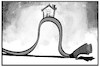 Cartoon: Autogipfel (small) by Kostas Koufogiorgos tagged karikatur,koufogiorgos,illustration,cartoon,autogipfel,elektro,mobilität,ladekabel,infrastruktur,mobilitätswende,ladestation,automobilindustrie,wirtschaft,politik