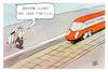 Cartoon: Bahn-Warnstreik (small) by Kostas Koufogiorgos tagged karikatur,koufogiorgos,bahn,warnstreik,pünktlichkeit,zug,reise,fahrgast