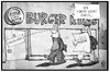 Cartoon: Burger King ernährt (small) by Kostas Koufogiorgos tagged karikatur,koufogiorgos,illustration,cartoon,welternährungskonferenz,hunger,burger,king,schliessung,filiale,restaurant,essen,nahrung,lebensmittel