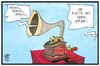 Cartoon: CDU-Routine (small) by Kostas Koufogiorgos tagged karikatur,koufogiorgos,illustration,cartoon,cdu,grammophon,merkel,kanzlerkandidatur,vorsitz,partei,politik,wiederholung,defekt,platte,sprung,routine