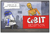Cartoon: CeBit (small) by Kostas Koufogiorgos tagged karikatur,koufogiorgos,illustration,cartoon,cebit,hannover,messe,roboter,computer,technik,r2d2,3po,star,wars,science,fiction