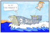 Cartoon: D-Day mit Trump (small) by Kostas Koufogiorgos tagged karikatur,koufogiorgos,illustration,cartoon,day,trump,geschichte,krieg,normandie,landung,usa,ballon,schiff,meer