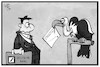Cartoon: Deutsche Bank (small) by Kostas Koufogiorgos tagged karikatur,koufogiorgos,illustration,cartoon,deutsche,bank,stresstest,pleitegeier,wirtschaft,banker,finanzmarkt,ergebnis