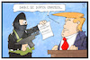Cartoon: Einreise in die USA (small) by Kostas Koufogiorgos tagged karikatur,koufogiorgos,illustration,cartoon,usa,terrorist,einreise,passwort,soziale,medien,zoll,sicherheit,kontrolle,trump