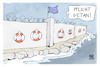 Cartoon: Europa an der Grenze (small) by Kostas Koufogiorgos tagged karikatur,koufogiorgos,grenze,eu,europa,werte,rettungsring,migration,asyl,fluechtlingspolitik