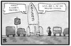 Cartoon: Falcon 9 (small) by Kostas Koufogiorgos tagged karikatur,koufogiorgos,illustration,cartoon,spacex,falcon,rakete,parken,einparken,politesse,parkplatz,raumfahrt,verkehr,gesetz,kontrolle