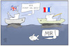 Cartoon: Fischereistreit (small) by Kostas Koufogiorgos tagged karikatur,koufogiorgos,illustration,cartoon,fisch,meer,frankreich,grossbritannien,wirtschaft,streit,schiff
