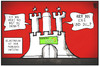 Cartoon: Grünen-Parteitag (small) by Kostas Koufogiorgos tagged koufogiorgos,karikatur,cartoon,illustration,hamburg,grüne,parteitag,burg,flügel,selbstfindung,partei,politik