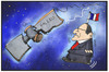 Cartoon: Hollande lost in space (small) by Kostas Koufogiorgos tagged karikatur,koufogiorgos,illustration,cartoon,hollande,galileo,satellit,frankreich,weltall,weltraum,orientierung,politik,präsident,navigation