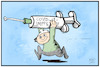 Cartoon: Impfstoff aus Mainz (small) by Kostas Koufogiorgos tagged karikatur,koufogiorgos,illustration,cartoon,biontech,mainz,mainzelmännchen,impfstoff,spritze,zdf,werbefigur,corona,pandemie,heilung,impfung,covid19