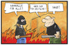 Cartoon: Krawalle für alle (small) by Kostas Koufogiorgos tagged karikatur,koufogiorgos,illustration,cartoon,krawalle,linksextremismus,rechtsextremismus,leipzig,connewitz,demonstration,gewalt