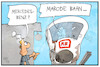 Cartoon: Marode Bahn (small) by Kostas Koufogiorgos tagged karikatur,koufogiorgos,illustration,cartoon,bahn,marode,mercedes,benz,infrastruktur,verkehr,investition,wirtschaft