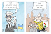 Cartoon: Melnyk und die Leberwurst (small) by Kostas Koufogiorgos tagged karikatur,koufogiorgos,melnyk,scholz,leberwurst,liefern,diplomatie,ukraine,deutschland