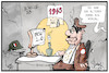 Cartoon: NSU 2.0 (small) by Kostas Koufogiorgos tagged karikatur,koufogiorgos,illustration,cartoon,nsu,hitler,bunker,nationalsozialismus,1945,pc,drohbriefe,hass,hetze,internet,rentner