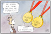 Cartoon: Olympisches Gold (small) by Kostas Koufogiorgos tagged karikatur,koufogiorgos,illustration,cartoon,olympia,gold,test,reiserückkehrer,jappan
