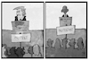 Cartoon: Protestler und Protestanten (small) by Kostas Koufogiorgos tagged karikatur,koufogiorgos,illustration,cartoon,trump,obama,präsident,usa,g7,taormina,sizilien,italien,berlin,kirchentag,protest,protestant,evangelisch,demonstration,religion,kirche