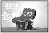Cartoon: SPD-Vorsitz (small) by Kostas Koufogiorgos tagged karikatur,koufogiorgos,illustration,cartoon,spd,vorsitz,giffey,schleudersitz,thron,sozialdemokraten
