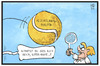 Cartoon: Super-Angie (small) by Kostas Koufogiorgos tagged karikatur,koufogiorgos,illustration,cartoon,angie,tennis,tennisball,flüchtlingspolitik,sport,politik,merkel,kerber,angelique,australian,open,grand,slam