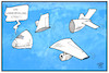 Cartoon: UFO (small) by Kostas Koufogiorgos tagged karikatur,koufogiorgos,illustration,cartoon,ufo,flugbegleiter,streik,flugzeug,arbeit,arbeitskampf