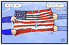 Cartoon: US-Wahl (small) by Kostas Koufogiorgos tagged karikatur,koufogiorgos,illustration,cartoon,clinton,trump,usa,wahl,fahne,flagge,zerrissen,zerreissen,kampf,streit,präsidentschaft