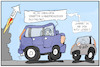 Cartoon: Verbrenner vs. E-Auto (small) by Kostas Koufogiorgos tagged verbrenner,eauto,auto,mobilität,umwelt,tanken,geld,energie,preis