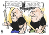 Cartoon: Verfassungsschutz (small) by Kostas Koufogiorgos tagged verfassungsschutz,fromm,opfer,neonazi,nsu,skinhead,karikatur,kostas,koufogiorgos