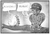 Cartoon: Von Tauben und Falken (small) by Kostas Koufogiorgos tagged karikatur,koufogiorgos,illustration,cartoon,kramp,karrenbauer,taube,falke,krieg,konflikt,rüstung,bundeswehr,militär