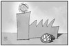 Cartoon: VW-Shutdown (small) by Kostas Koufogiorgos tagged karikatur,koufogiorgos,illustration,cartoon,vw,volkswagen,automobilindustrie,corona,werk,fabrik,pandemie,virus