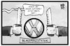 Cartoon: VW (small) by Kostas Koufogiorgos tagged karikatur,koufogiorgos,illustration,cartoon,vw,volkswagen,dividende,streit,software,messer,dieselgate,abgasskandal,wirtschaft,bilanz