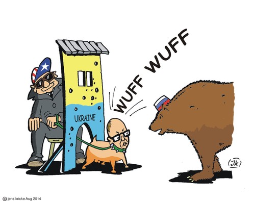 Cartoon: Dressur (medium) by JotKa tagged militär,separatisten,ostukraine,westukraine,maidan,ukrainekrise,russland,nato,eu,cia,usa,ukraine
