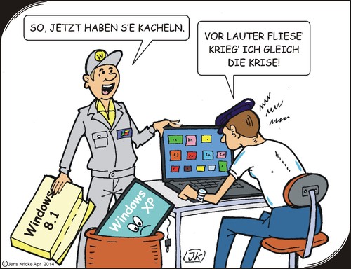 Cartoon: Kacheln (medium) by JotKa tagged gates,bill,stress,xp,kacheln,windows,computer,laptop