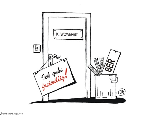 Cartoon: Wowi (medium) by JotKa tagged machtkämpfe,steuergelder,parteiflügel,linker,umfragewerte,umfragen,affären,senat,flughafen,hauptstadt,bürgermeister,rücktritt,wowereit,berlin