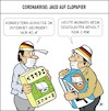 Cartoon: Clopapierjäger (small) by JotKa tagged hamsterkäufe,clopapier,toilettenpapier,panik,internet,abzocke,corona,virus,covit19,discounter,engpässe