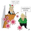 Cartoon: Locker vom Hocker (small) by JotKa tagged corona,krise,pandemie,lockerungen,lockdown,sperren,mpk,ministerpräsidenten,bundeskanzlerin,merkel,laschet,kanzel,viren