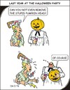 Cartoon: Pumpkin (small) by JotKa tagged pumpkin,head,halloween,party,fun,horror,saw,nurse,syringe,sparkling,gown,blood,men,women,love,hats,first,aid,medicine,church,superstition,myths,disappointment,invitation