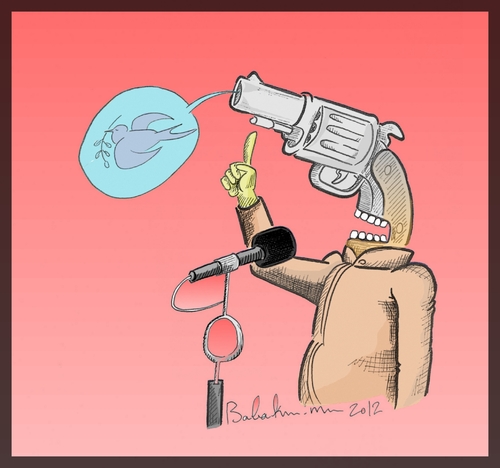 Cartoon: Mr.gun (medium) by Babak Mo tagged karikatures,iran,cartoons,babakmohammadi
