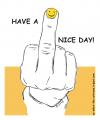 Cartoon: Have a nice day! (small) by Penguin_guy tagged fuck you off mittelfinger stinkefinger smiley smily thomas baehr