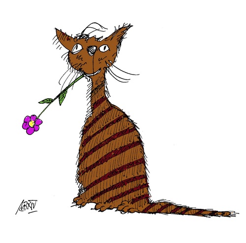 Cartoon: Schöne Katze (medium) by Marbez tagged katze,schön,blume