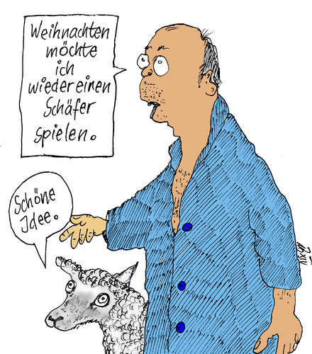 Cartoon: Traumrolle Schäfer (medium) by Marbez tagged weihnacht,krippenspiel,schäfer
